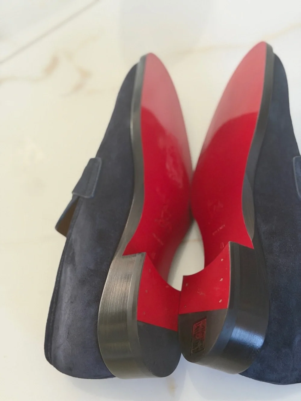 CHRISTIAN LOUBOUTIN - BLUE SUEDE "VARSIMOC" LOAFERS - Picture 3 of 6
